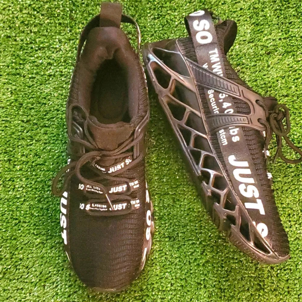 Womens Just So So Sneakers Black and White Lettering Size Eur 38 US 7.5